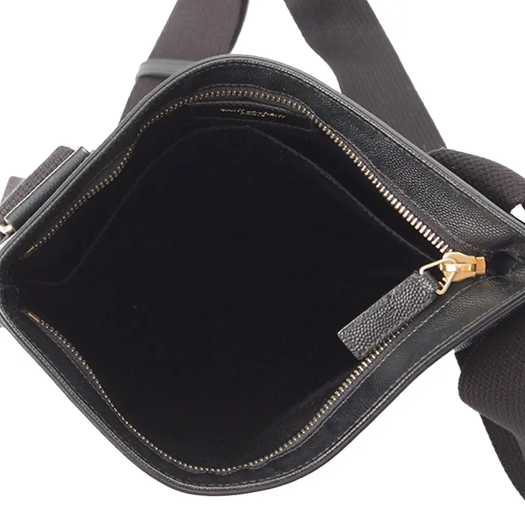 Saint Laurent Grain De Poudre Flat Crossbody Black Leather Very good - Box View