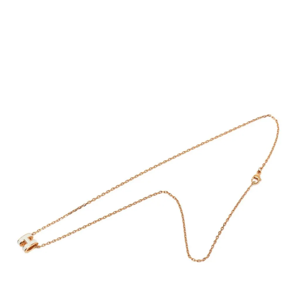 Hermès Rose Gold Enamel Mini Pop H Pendant Pink Metal Very good - Model View