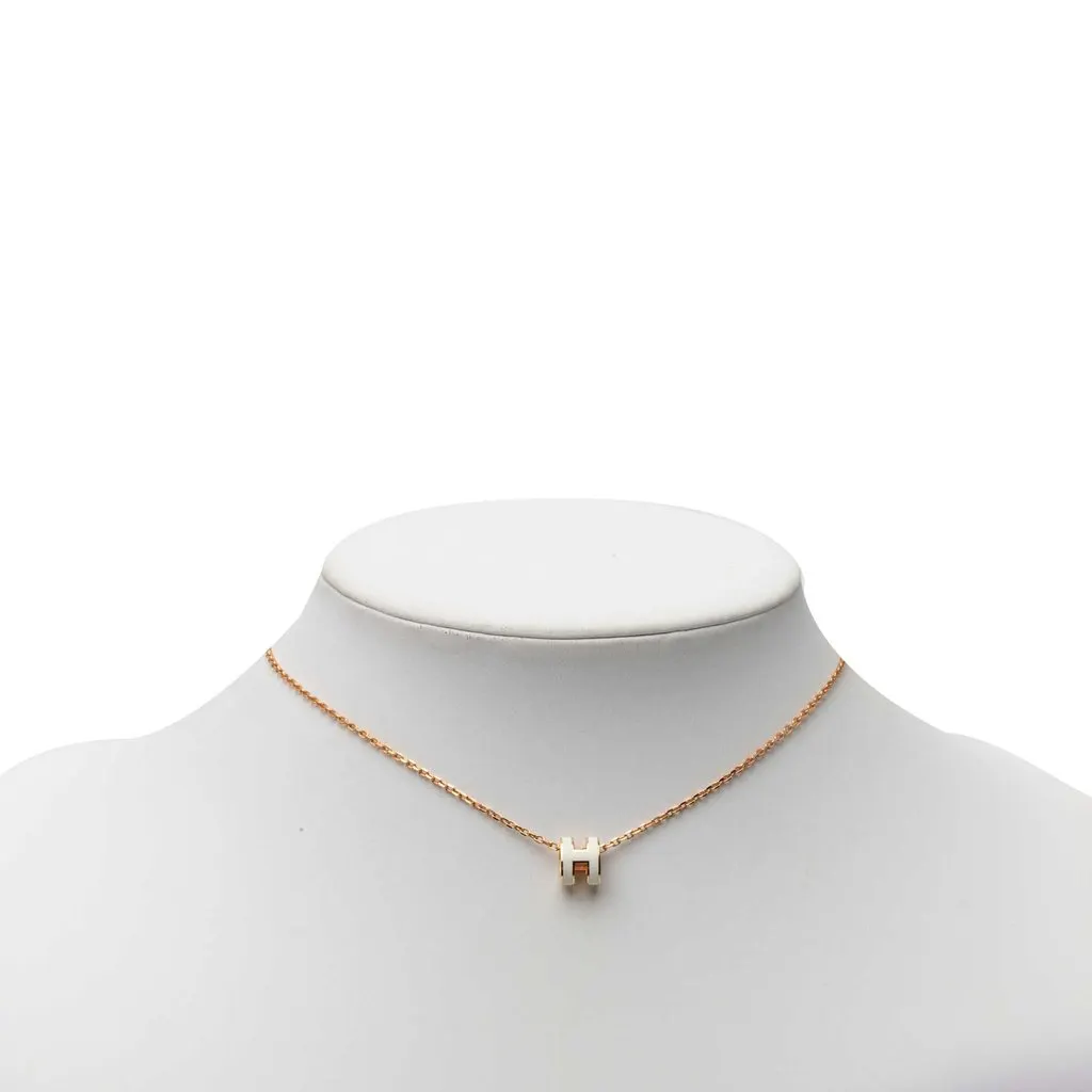 Hermès Rose Gold Enamel Mini Pop H Pendant Pink Metal Very good - Box View