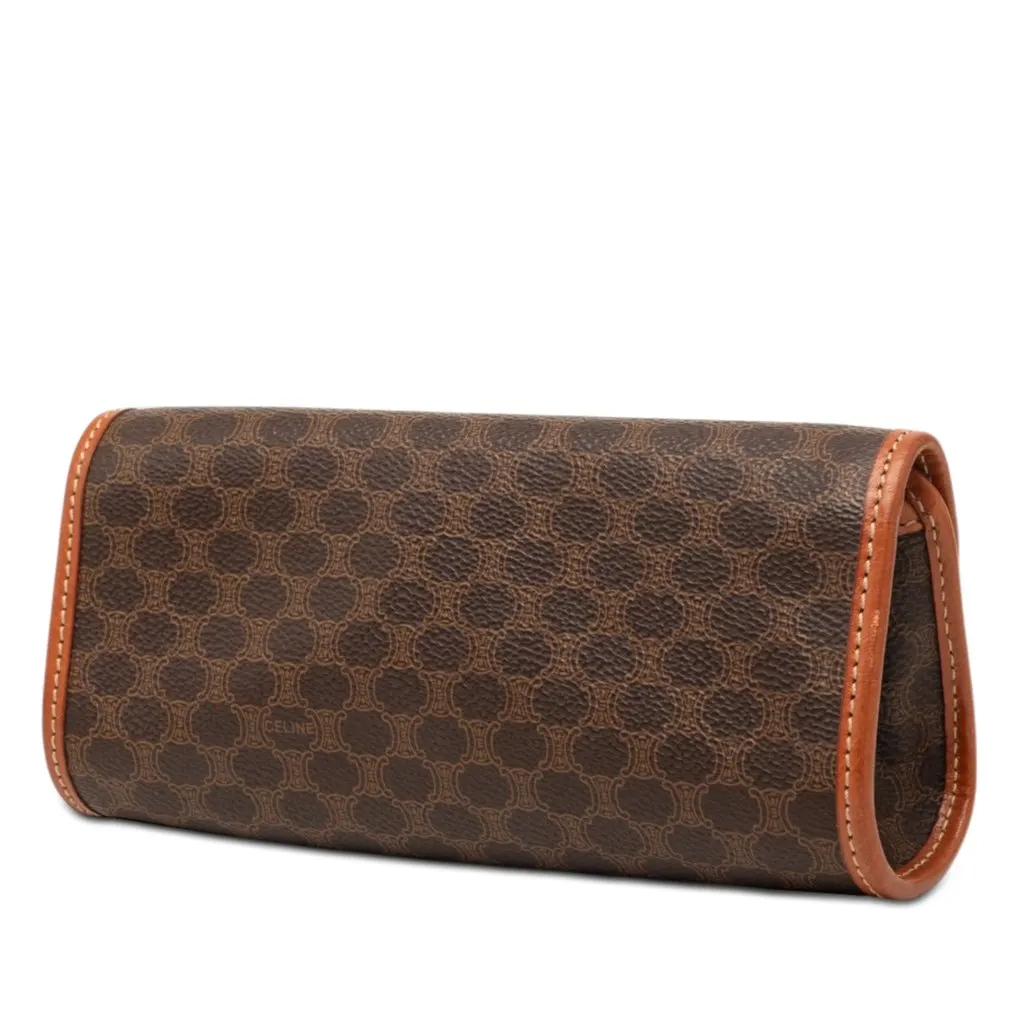 Celine Macadam Coated Canvas Clutch Brown Very good - Back View