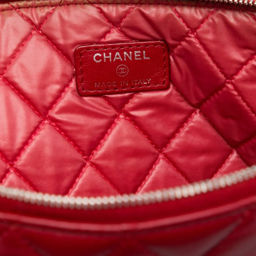 Chanel Large Quilted Lambskin O Case Clutch Red Leather Very good - Box View