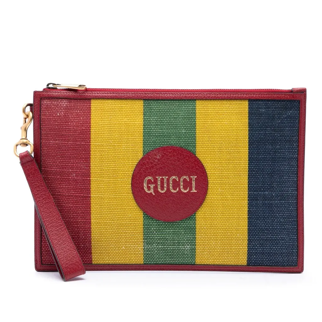 Gucci Baiadera Canvas Striped Clutch MultiColor Very good - Front View
