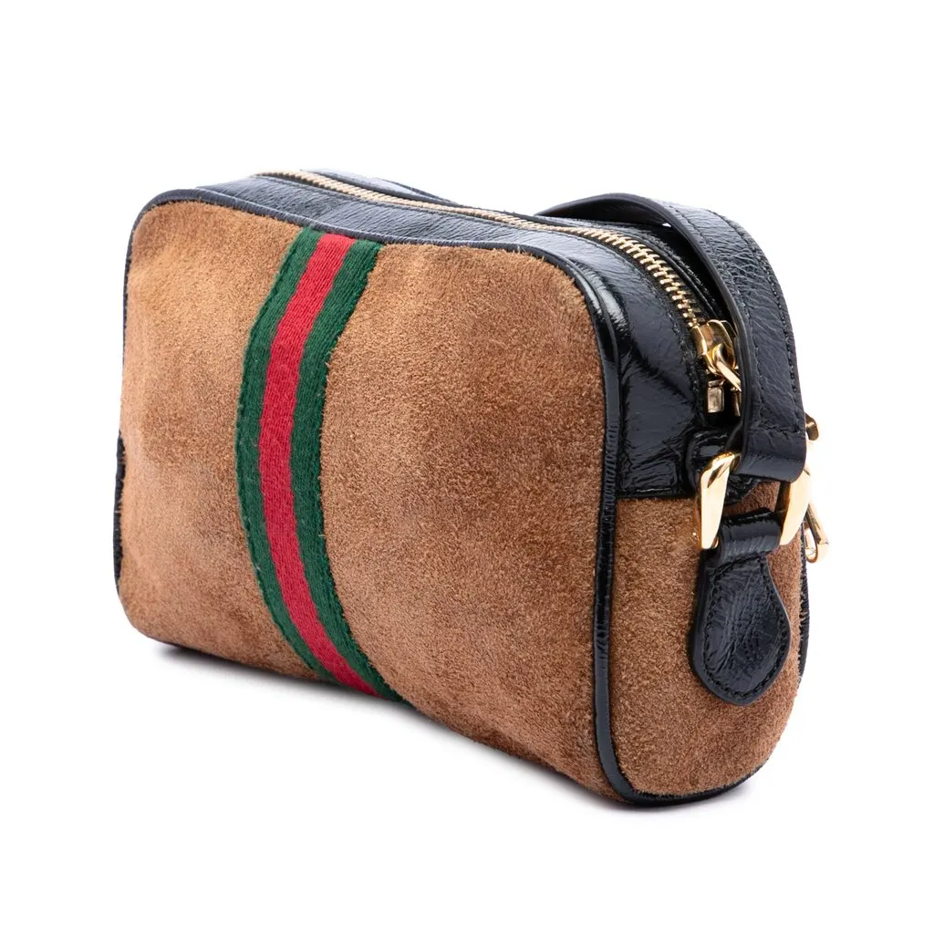 Gucci Mini Suede Web Ophidia Crossbody Brown Leather Very good - Back View