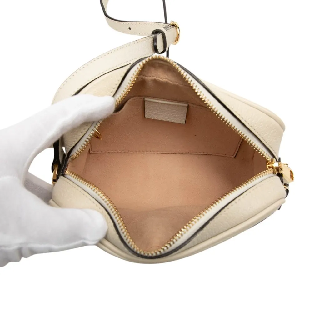 Gucci Mini Calfskin Web Ophidia Crossbody White Leather Very good - Model View