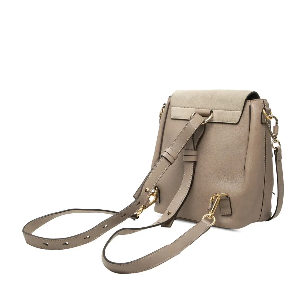 Chloé Small Calfskin and Suede Faye Backpack Brown Leather Very good - Back View