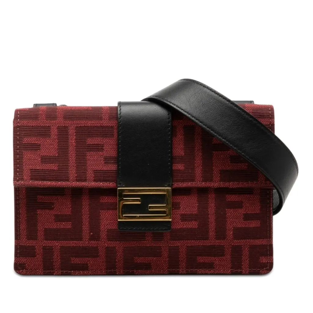 Fendi Zucca Canvas Convertible Baguette Pouch Red Very good - Front View