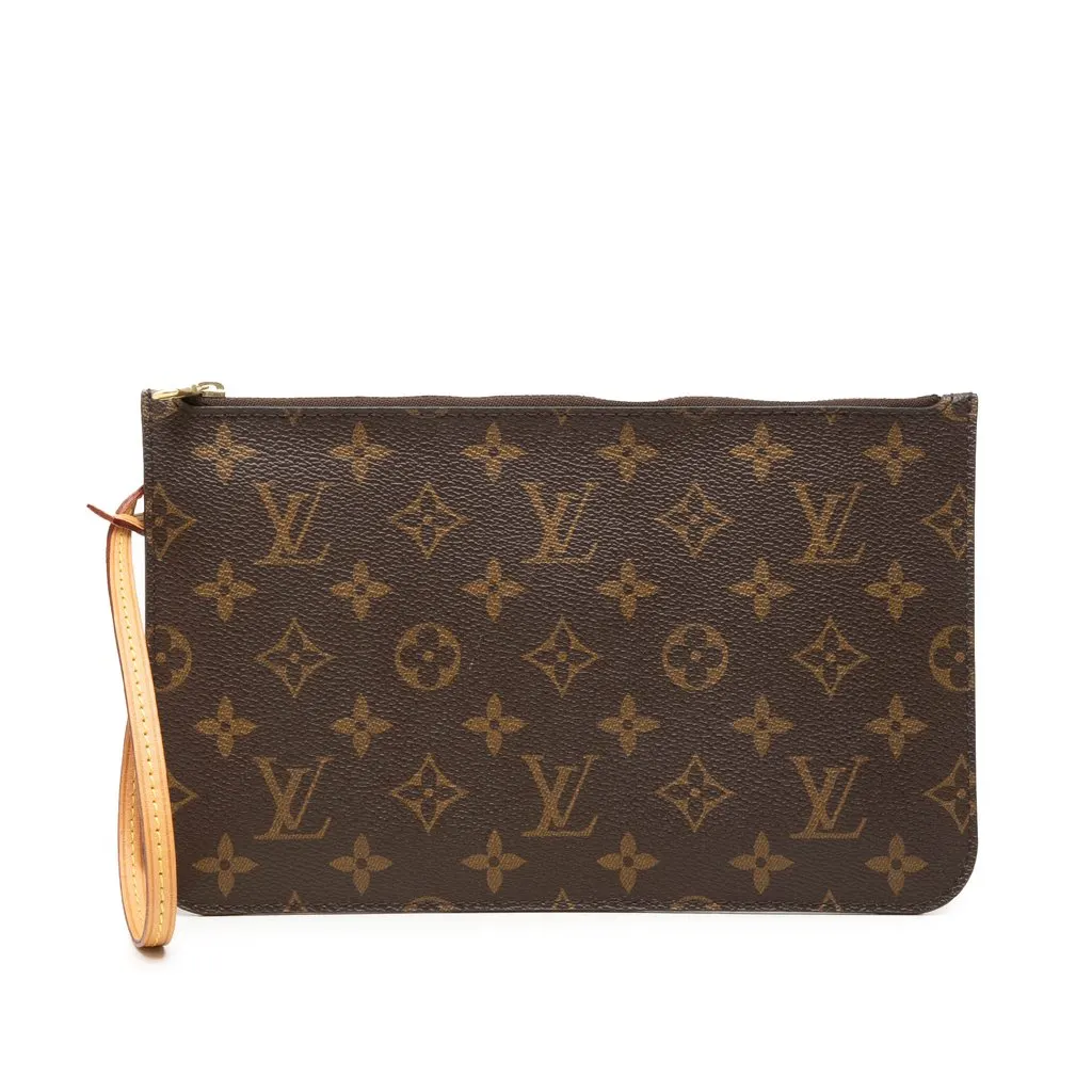 Louis Vuitton Monogram Neverfull MM Pouch Brown Canvas Very good - Front View