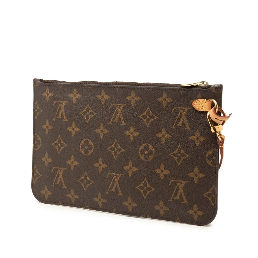 Louis Vuitton Monogram Neverfull MM Pouch Brown Canvas Very good - Back View