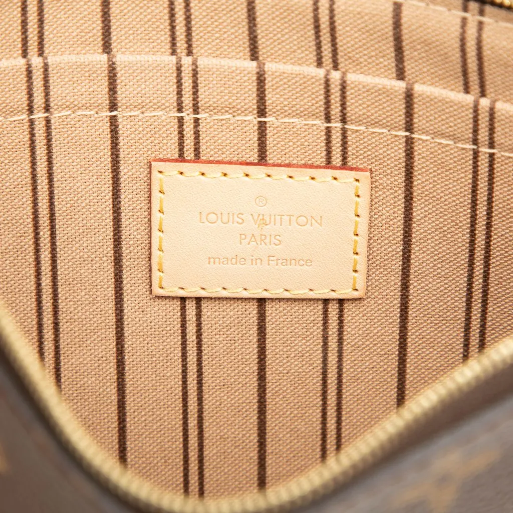 Louis Vuitton Monogram Neverfull MM Pouch Brown Canvas Very good - Box View