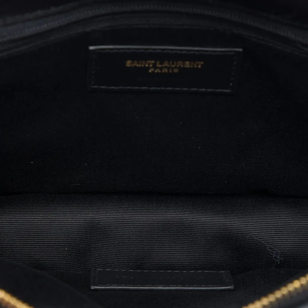 Saint Laurent Small Padded Lambskin Monogram Calypso Cosmetic Pouch Black Leather Very good - Model View