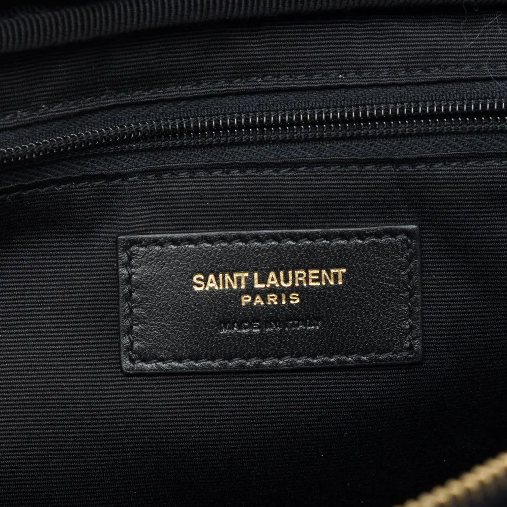 Saint Laurent Small Padded Lambskin Monogram Calypso Cosmetic Pouch Black Leather Very good - Box View