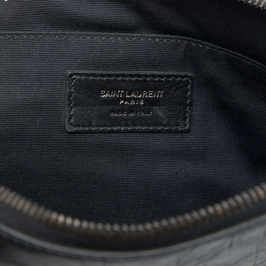 Saint Laurent Croc Embossed Leather Monogram iPad Case Black Leather Very good - Box View