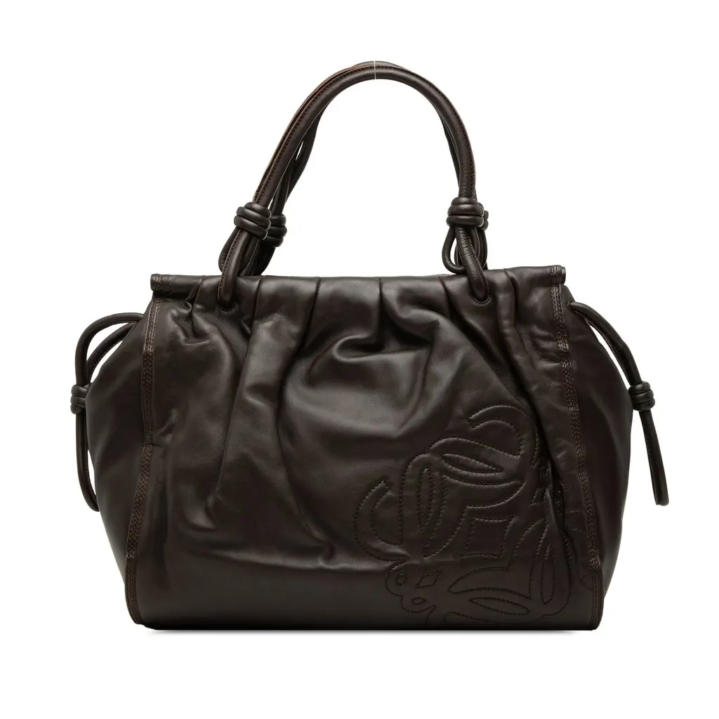 LOEWE Nappa Anagram Knot Tote Brown Leather Very good - Front View