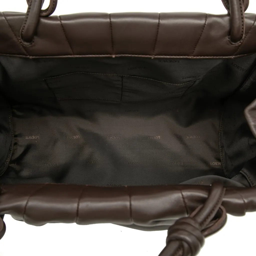 LOEWE Nappa Anagram Knot Tote Brown Leather Very good - Model View