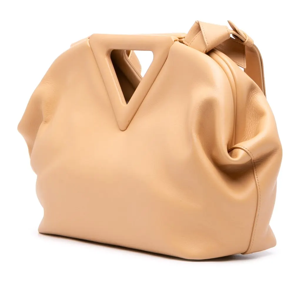 Bottega Veneta Medium Leather The Point Triangle Satchel Beige Leather Good - Back View