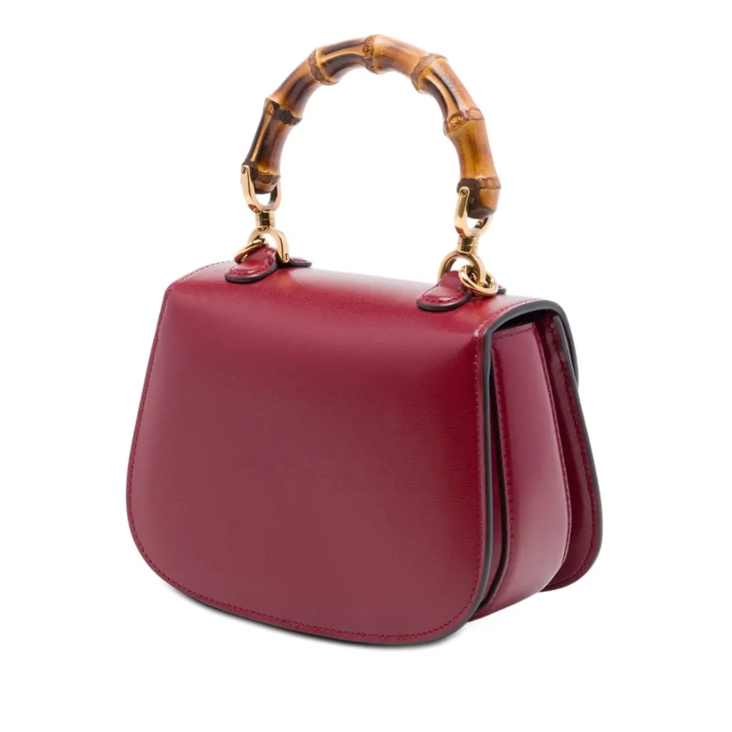 Gucci Mini Calfskin 1947 Bamboo Top Handle Bag Red Leather Very good - Back View