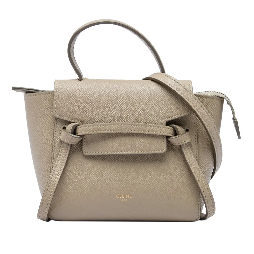 Celine Pico Grained Calfskin Belt Bag Brown Leather Very good - Front View