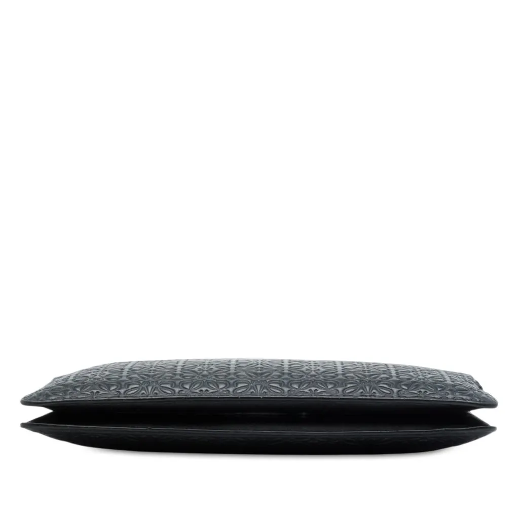 Loewe Embossed Anagram Calfskin Repeat Double Flat Pouch Black Leather Good - Inside View