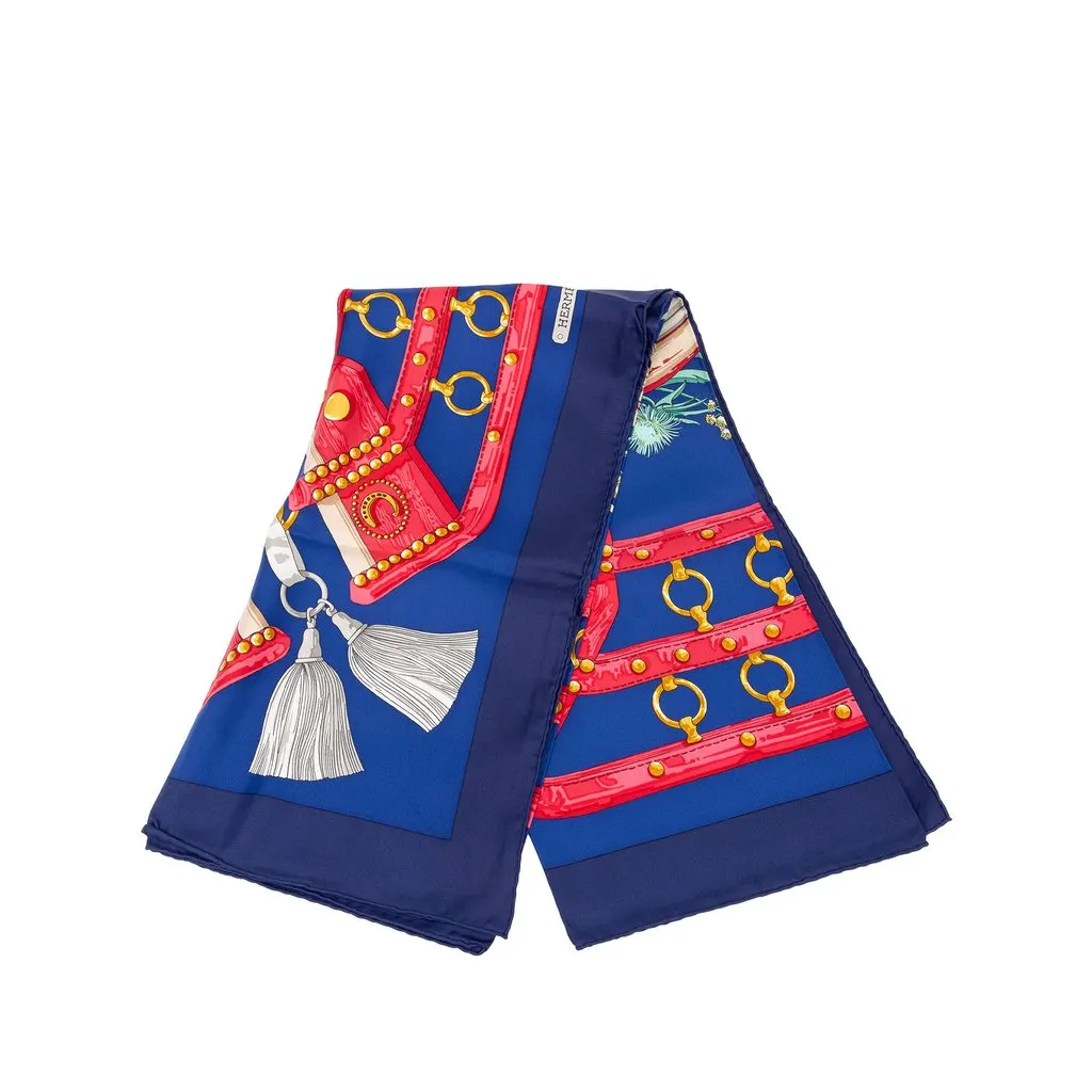 Hermès Aux Champs Silk Scarf 90 Blue Silk Very good - Front View