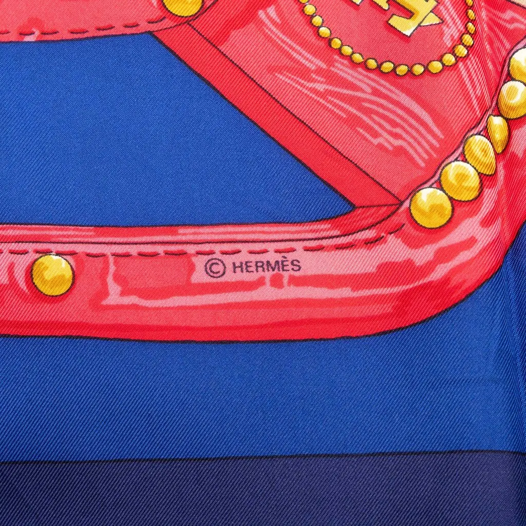 Hermès Aux Champs Silk Scarf 90 Blue Silk Very good - Model View
