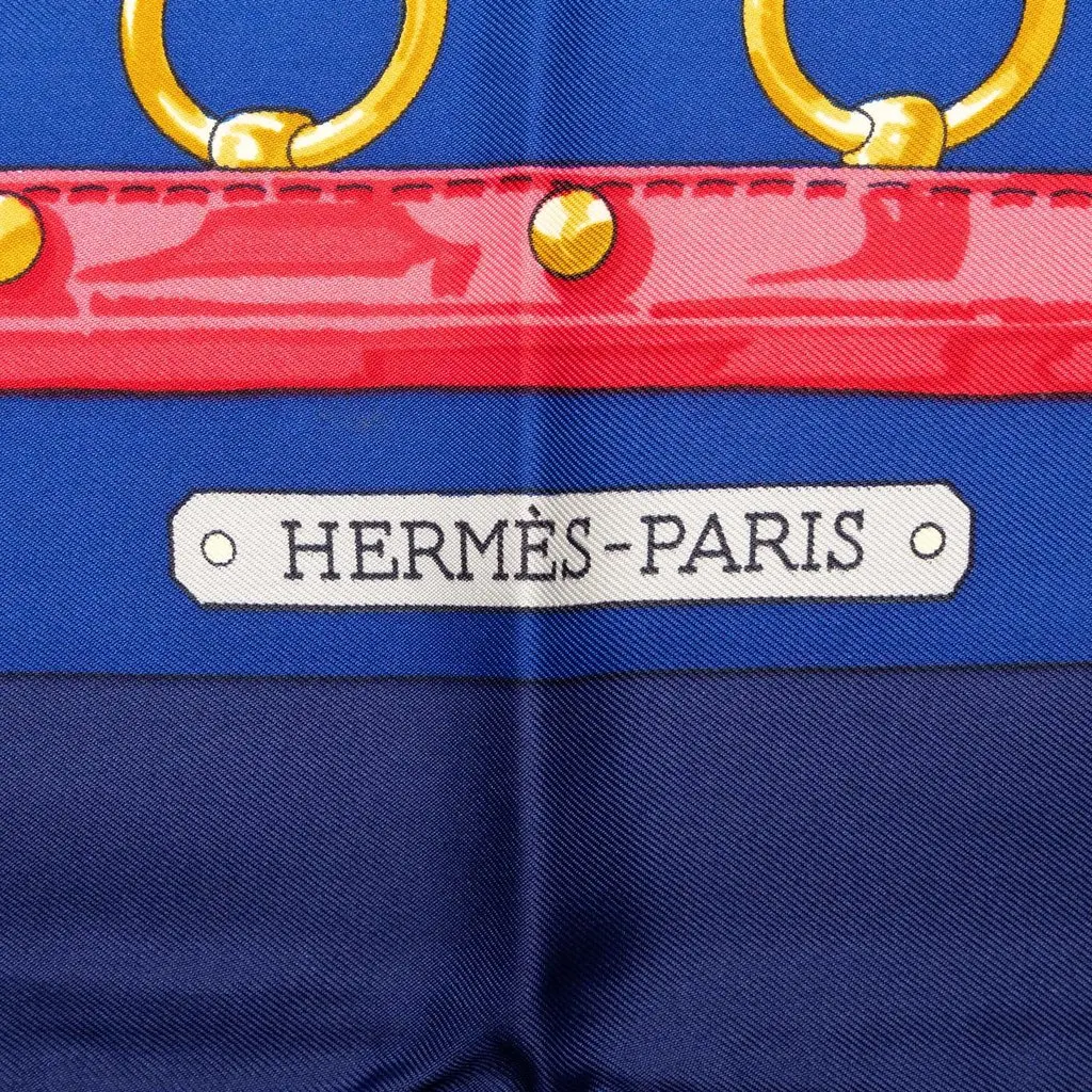 Hermès Aux Champs Silk Scarf 90 Blue Silk Very good - Box View