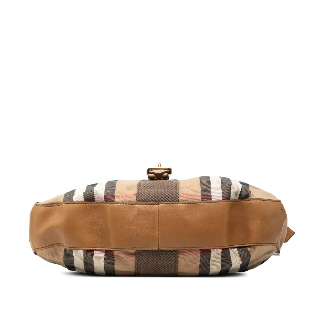 Burberry Medium House Check Canvas Ashwood Hobo Beige Very good - Inside View