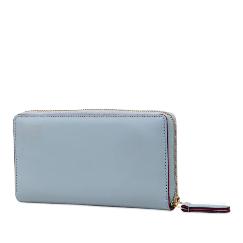 Gucci Yuko Higuchi Calfskin Cat Boris Zip Around Wallet Blue Leather Very good - Back View