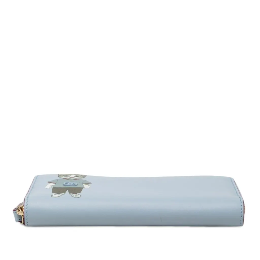 Gucci Yuko Higuchi Calfskin Cat Boris Zip Around Wallet Blue Leather Very good - Inside View