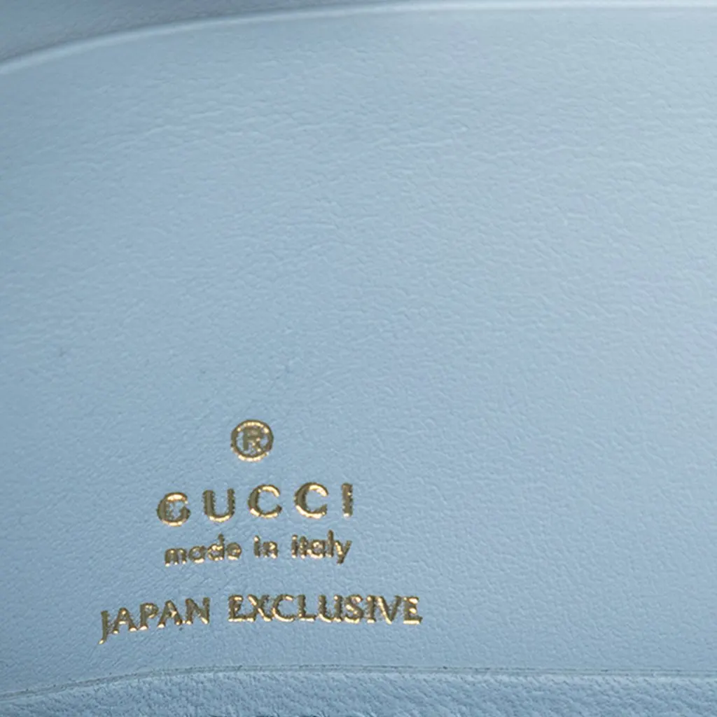 Gucci Yuko Higuchi Calfskin Cat Boris Zip Around Wallet Blue Leather Very good - Box View