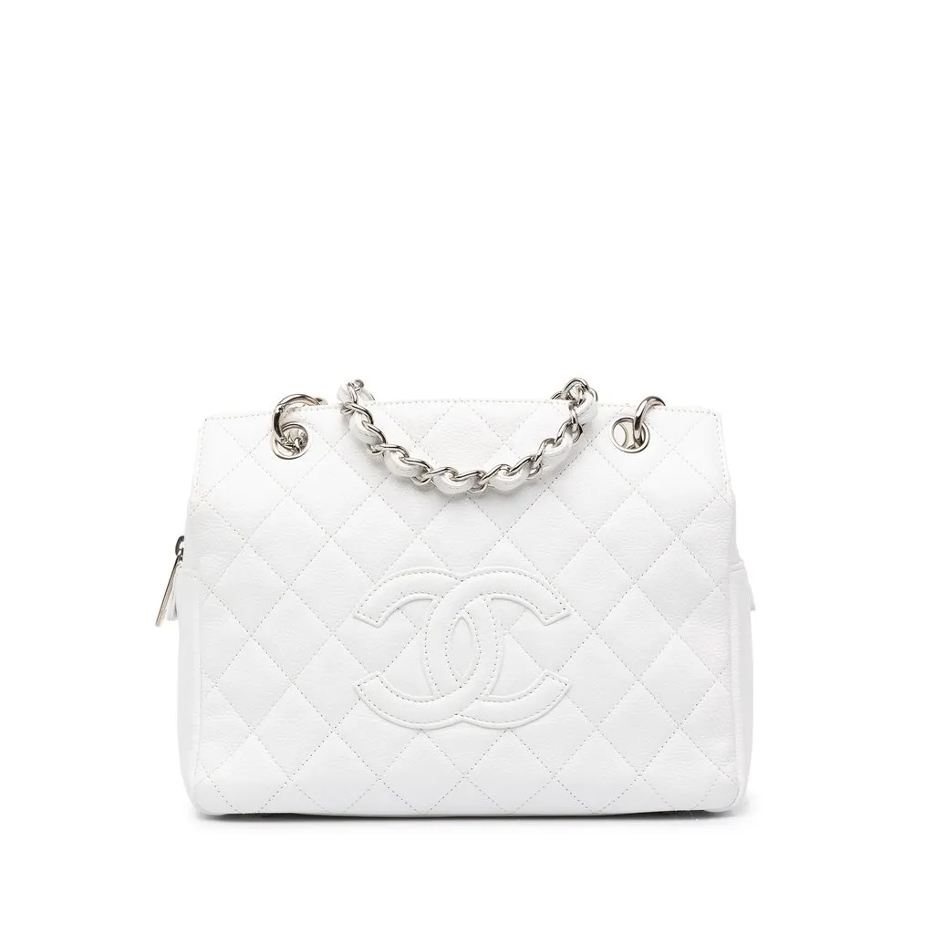 Chanel Petite Caviar Timeless Tote White Leather Very good - Front View