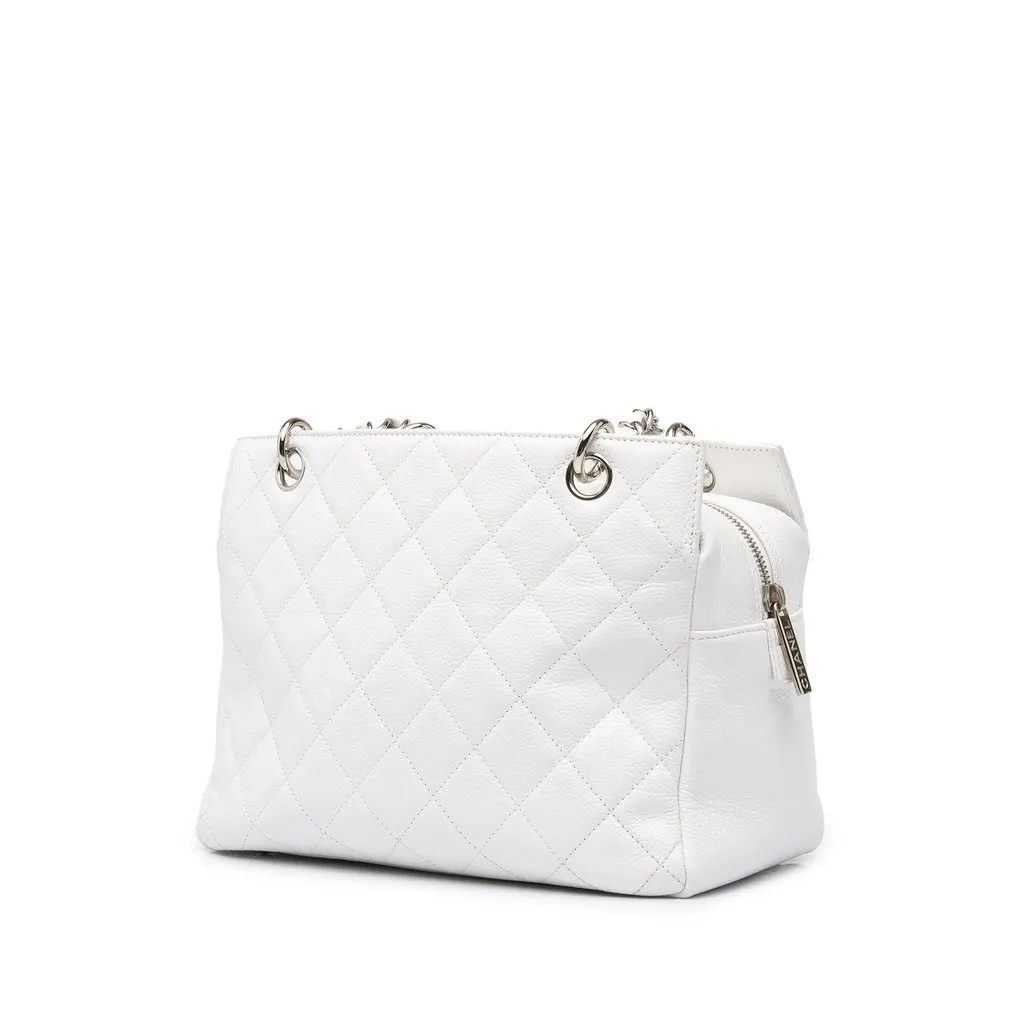 Chanel Petite Caviar Timeless Tote White Leather Very good - Back View