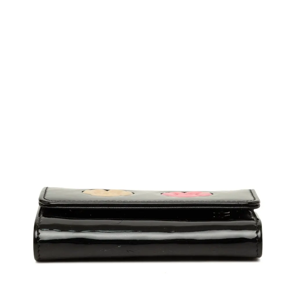 Chanel CC Patent Camellia Key Holder Black Leather Very good - Inside View