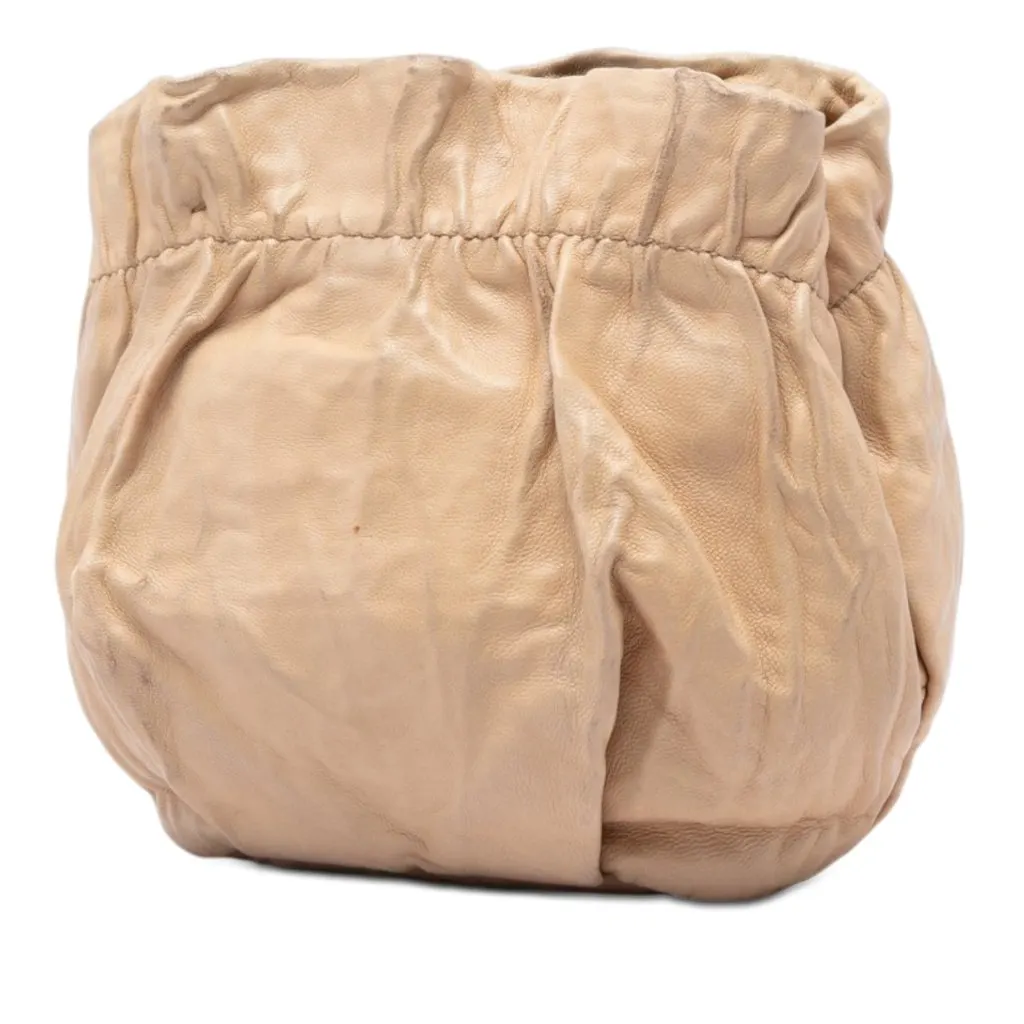 Prada Nappa Leather Antique Bucket Bag Beige Leather Very good - Back View