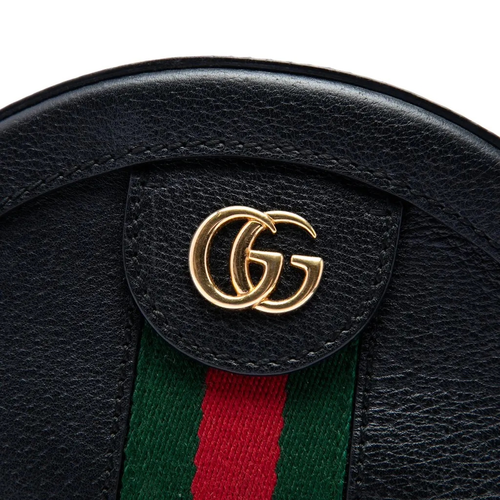 Gucci Mini Calfskin Web Ophidia Round Crossbody Black Leather Very good - Box View