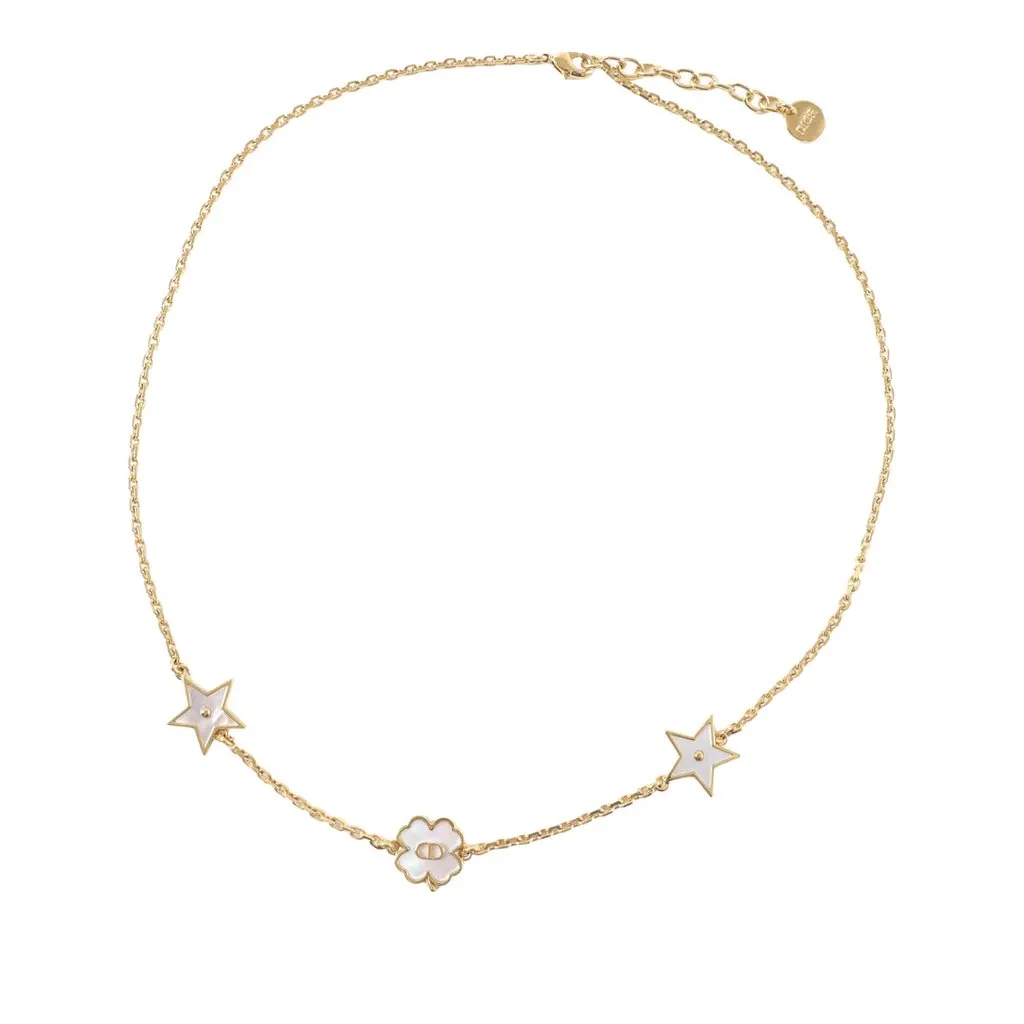 Dior Gold Plated CD Mother of Pearl Destiny Necklace