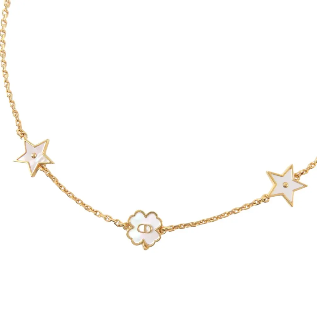 Dior Gold Plated CD Mother of Pearl Destiny Necklace Gold Metal Very good - Inside View