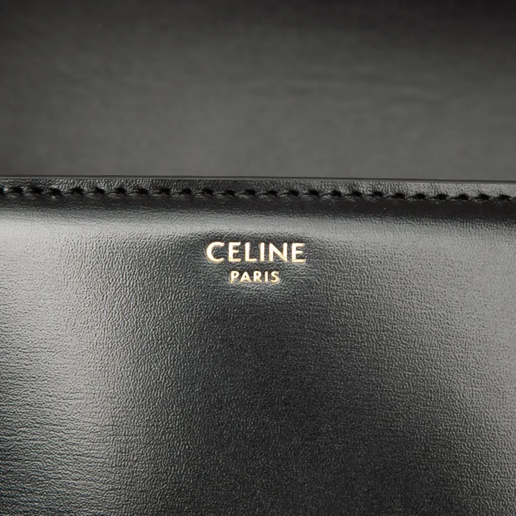 Celine Teen Shiny Calfskin Triomphe Crossbody Black Leather Very good - Box View