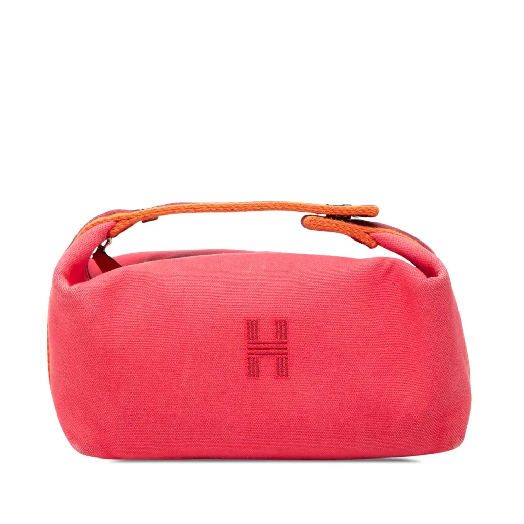 Hermès Small Toile Bride A Brac Case Pink Very good - Front View