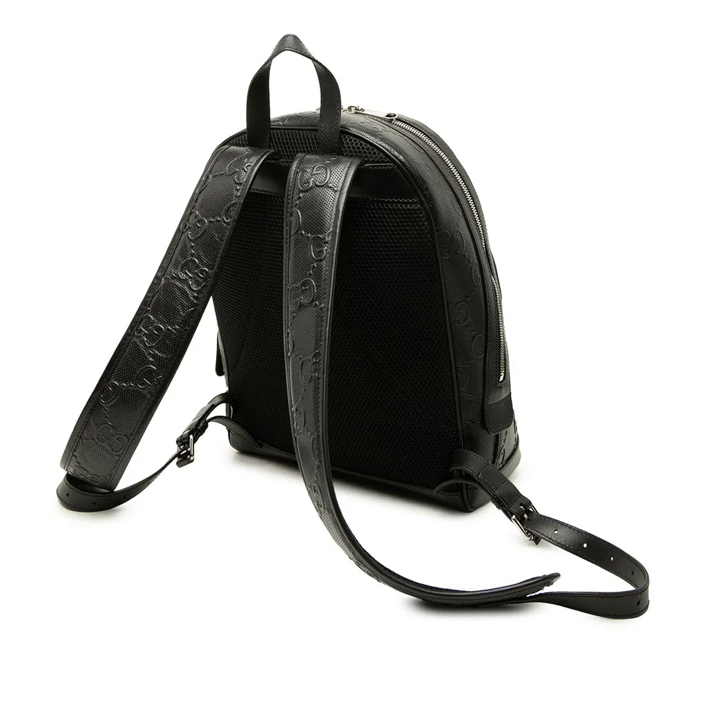 Gucci GG Embossed Calfskin Backpack Black Leather Very good - Back View