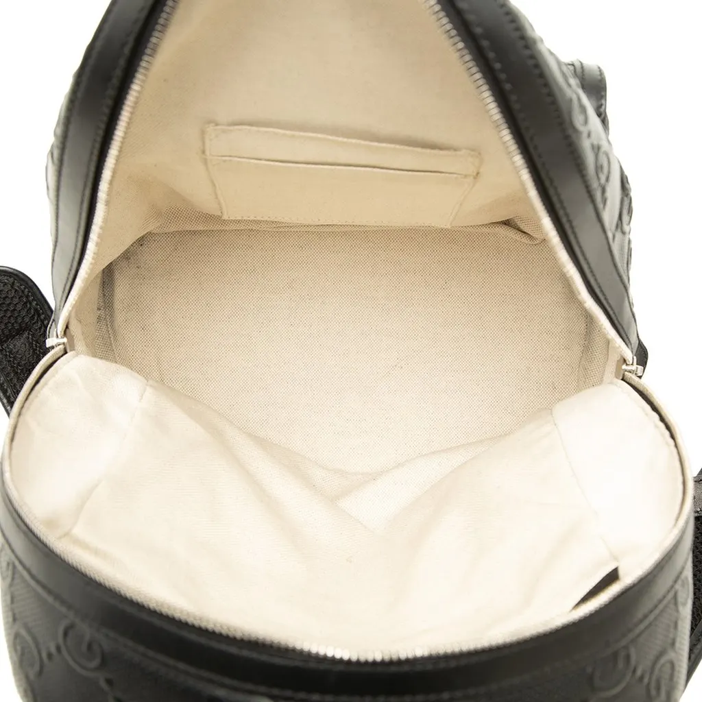 Gucci GG Embossed Calfskin Backpack Black Leather Very good - Model View