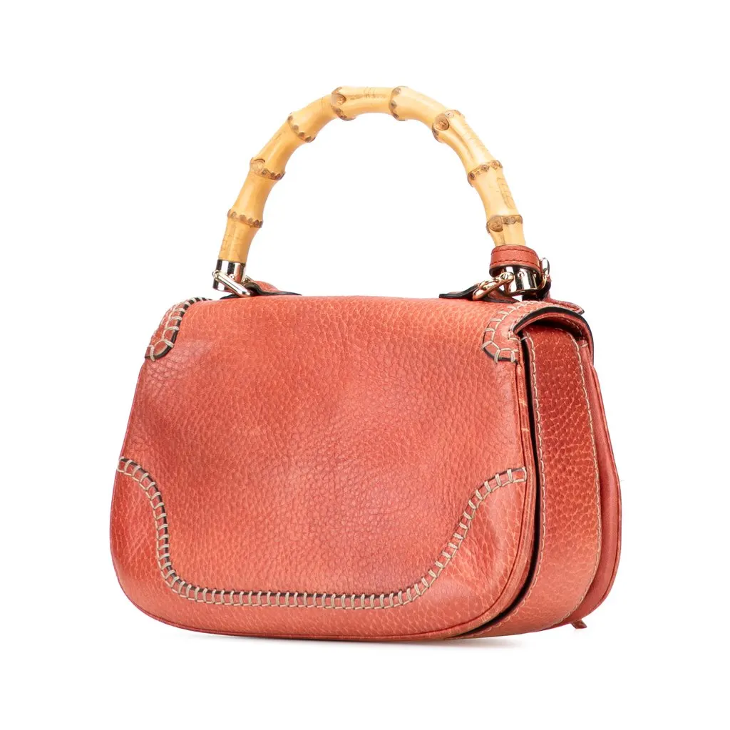 Gucci Small Leather New Bamboo Satchel Red Leather Very good - Back View