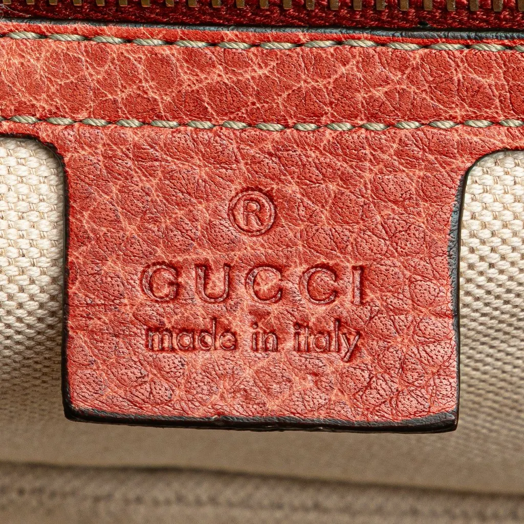 Gucci Small Leather New Bamboo Satchel Red Leather Very good - Box View
