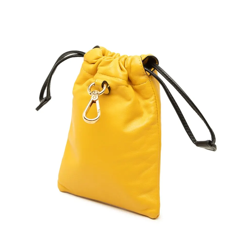 Fendi Nappa Logo Neck Phone Pouch Yellow Leather Very good - Back View