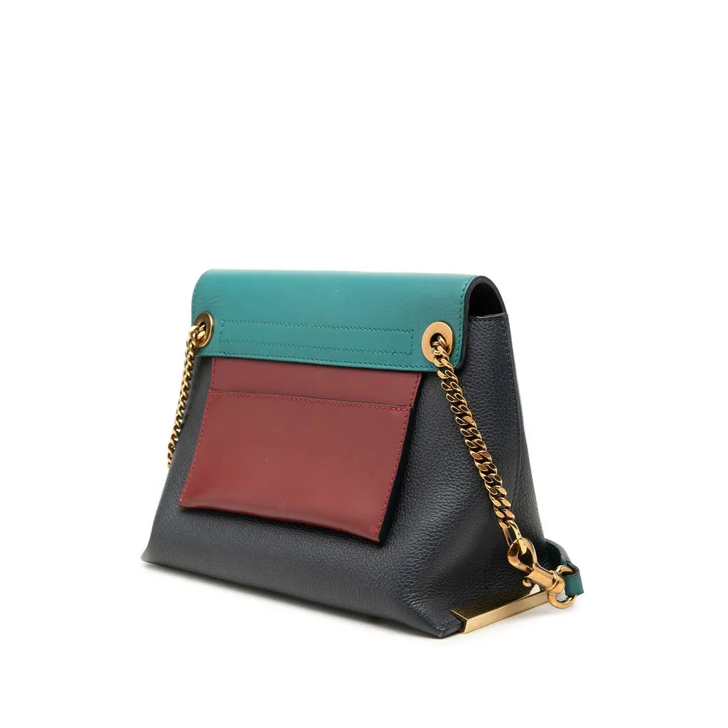 Chloé Small Tricolor Leather Clare Crossbody Blue Leather Very good - Back View