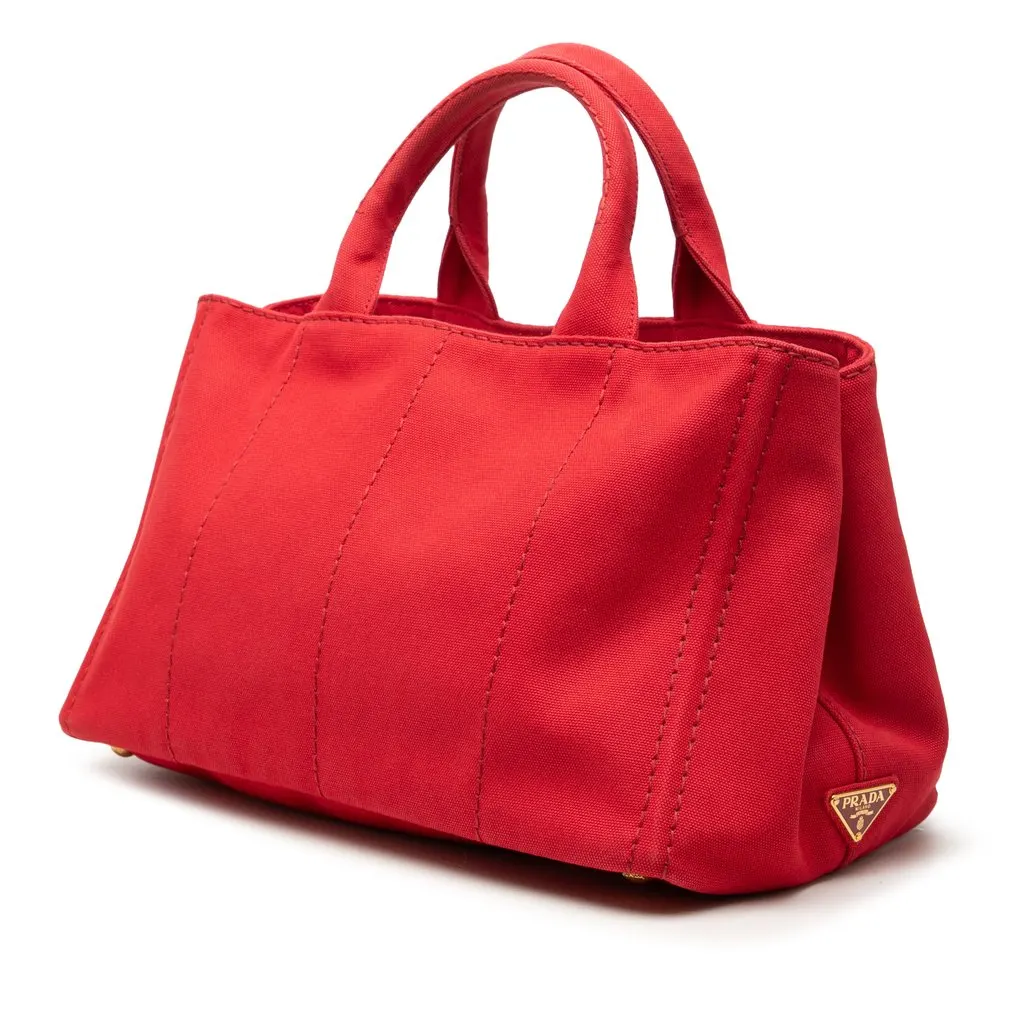 Prada Canvas Canapa Logo Tote Red Very good - Back View
