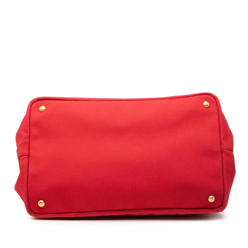 Prada Canvas Canapa Logo Tote Red Very good - Inside View