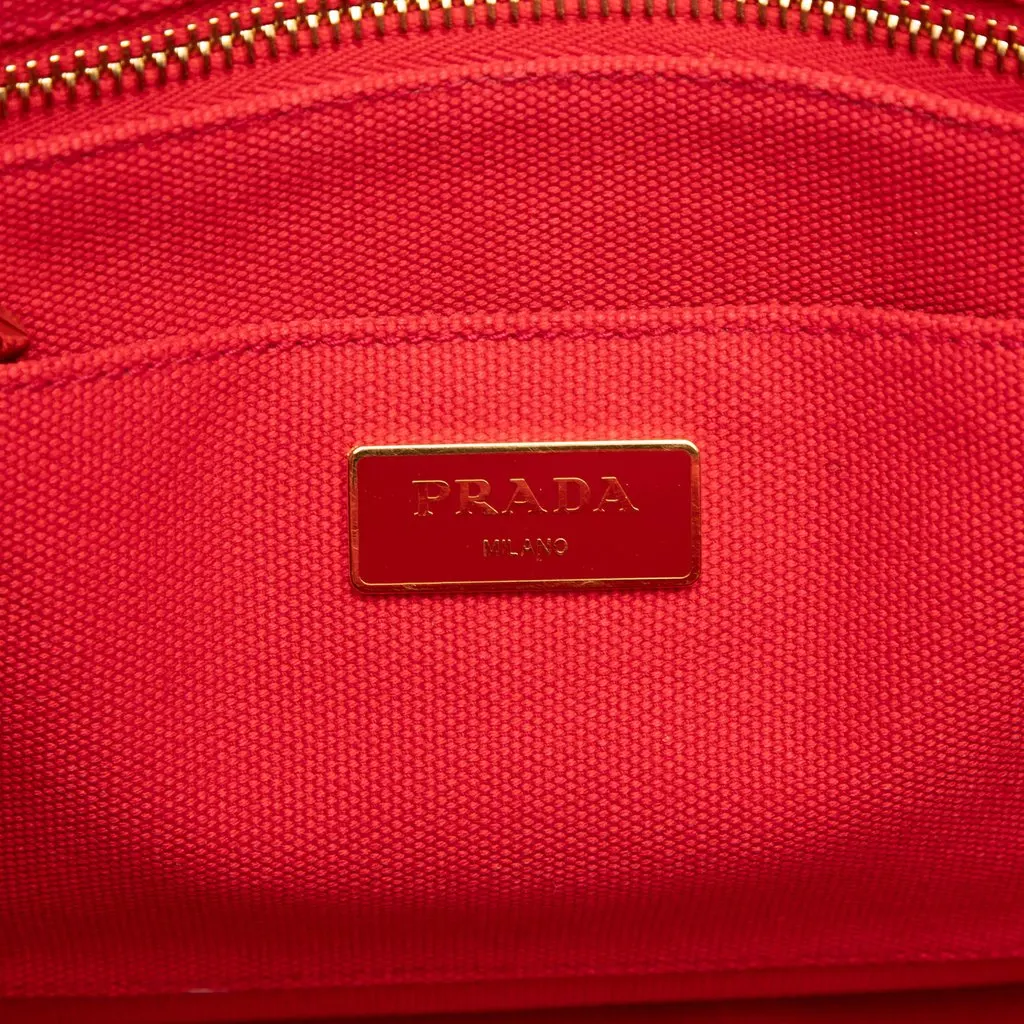Prada Canvas Canapa Logo Tote Red Very good - Box View