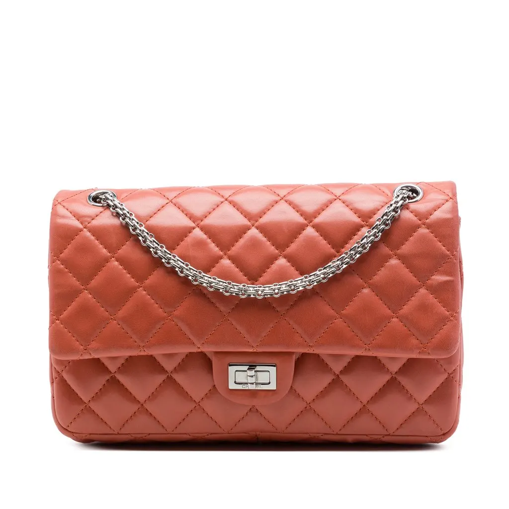 Chanel Quilted Lambskin Reissue 2.55 Double Flap 226 Orange Leather Very good - Front View