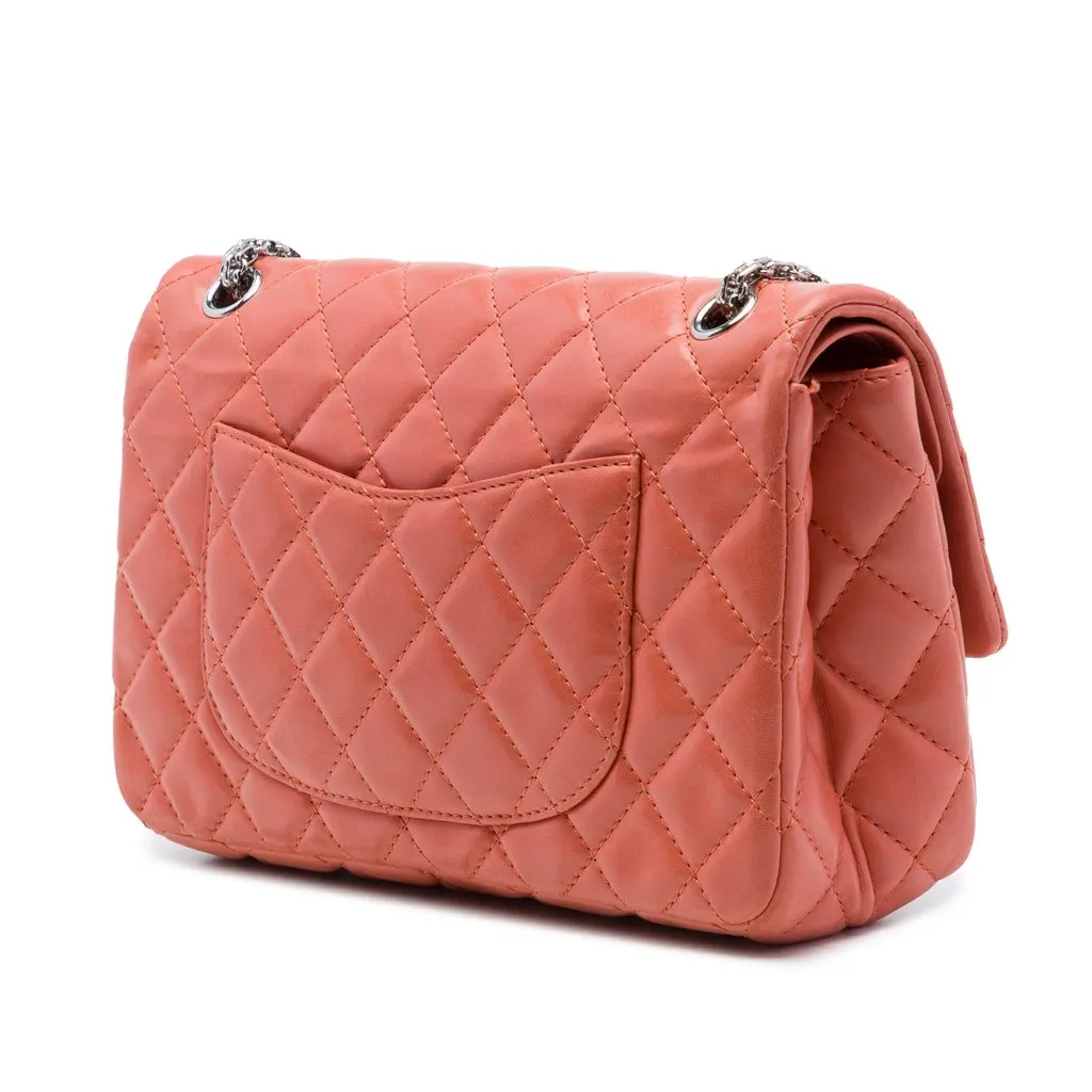 Chanel Quilted Lambskin Reissue 2.55 Double Flap 226 Orange Leather Very good - Back View