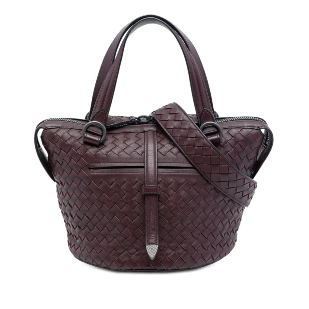 Bottega Veneta Nappa Intrecciato Tambura Satchel Red Leather Very good - Front View